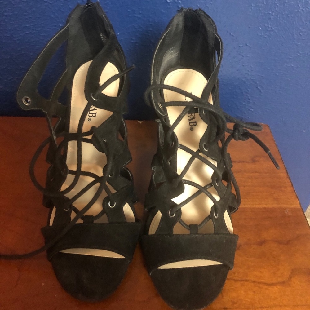 Black lace up heels